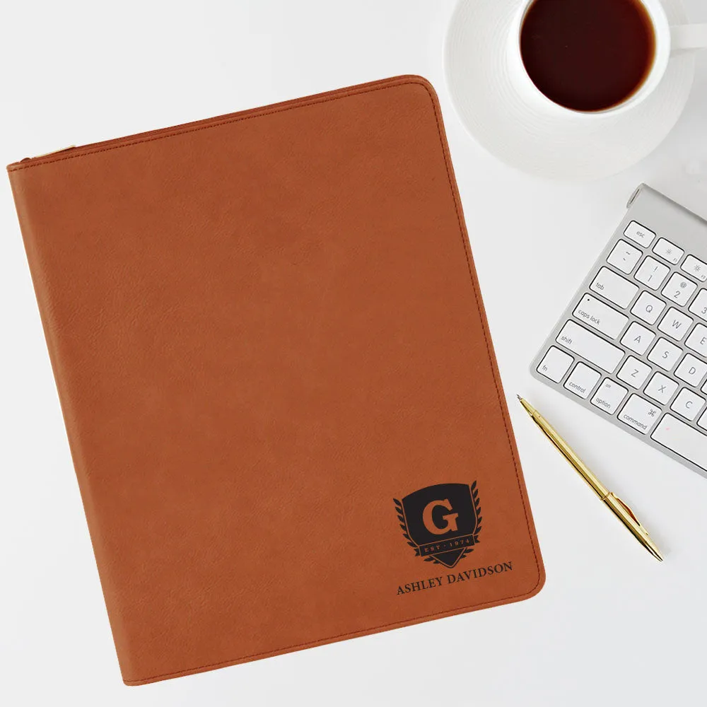 Premium Custom Engraved Grace Zippered Portfolio