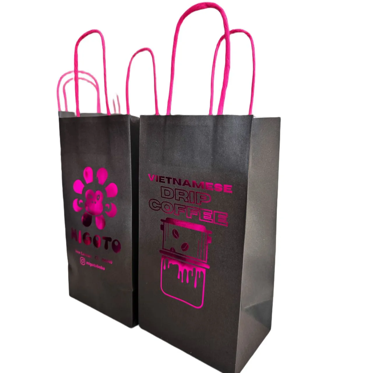 Premium Pressed Gold Takeaway Bags | 130g White Kraft Paper | Fully Customizable | Pressed Gold