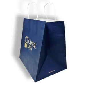 Premium Pressed Gold Takeaway Bags | 130g White Kraft Paper | Fully Customizable | Pressed Gold