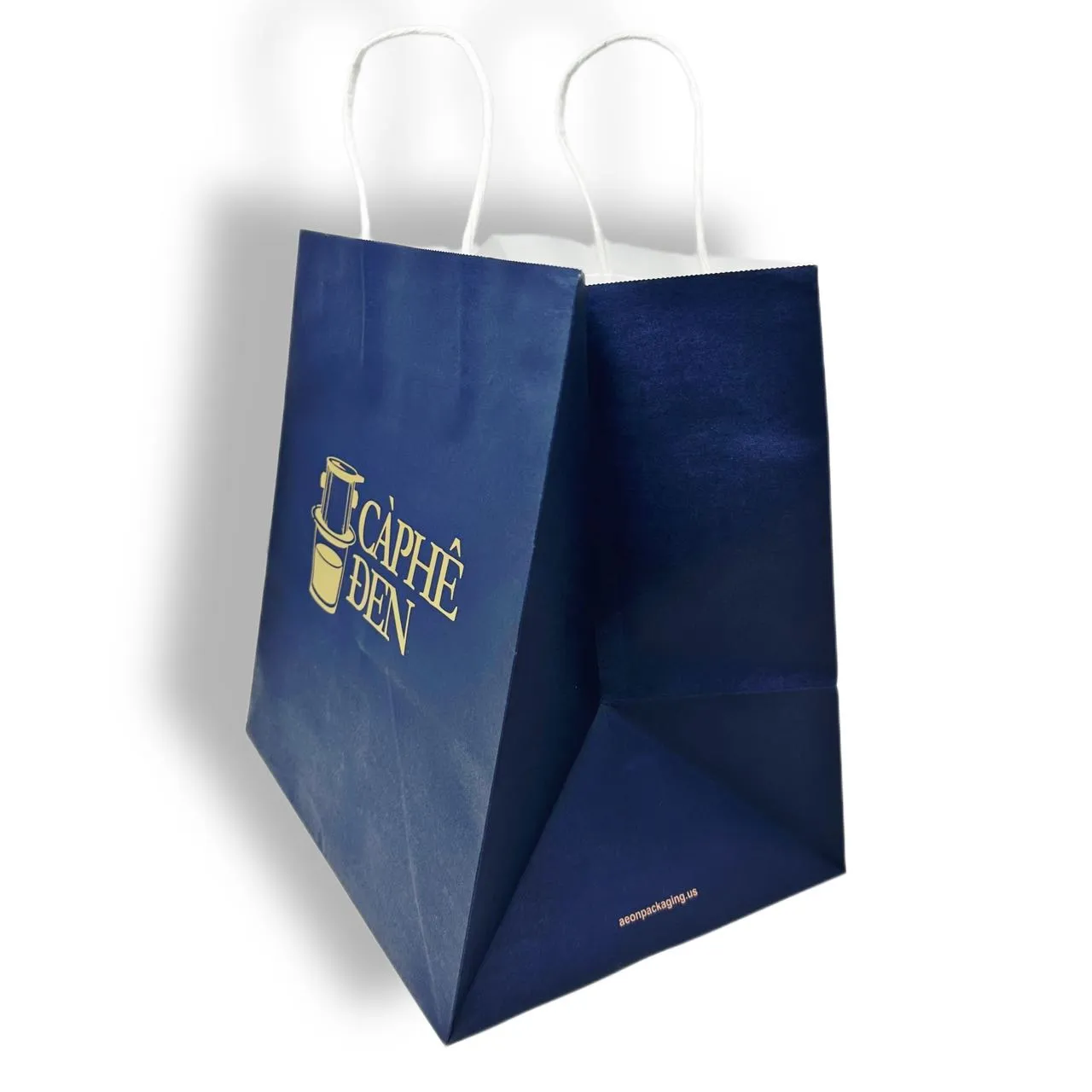 Premium Pressed Gold Takeaway Bags | 130g White Kraft Paper | Fully Customizable | Pressed Gold
