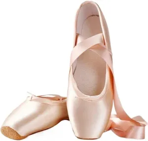 Professional Ballet Pointe Shoes with Genuine Leather Sole Women Satin Ballet Shoes with Ribbons for Professional Ballerina(38) Pink
