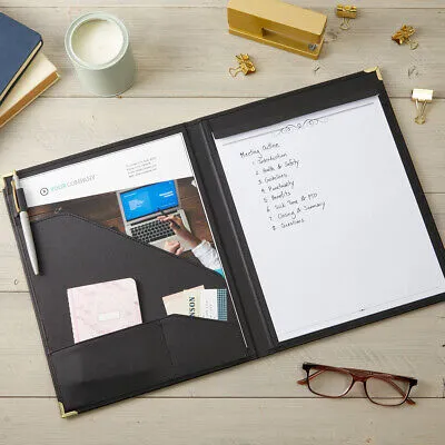 Professional Business Leather Portfolio Resume Organizer Folder 8.5x11"