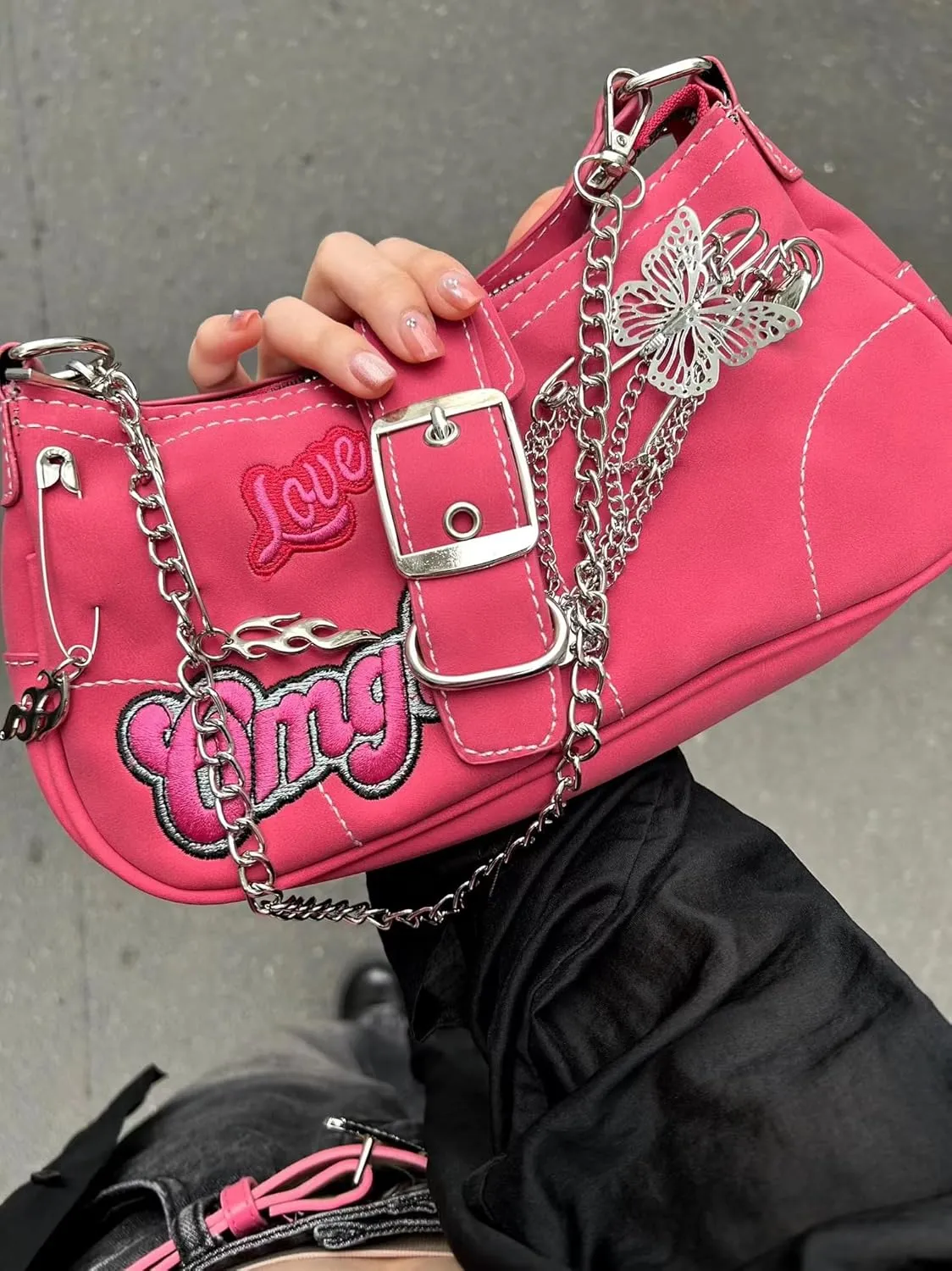 Punk Bag, Sourpuss Gothic Tote Purse Y2K Cool Style Trendy Women Shoulder Bags Rock Fashion Girls Handbag