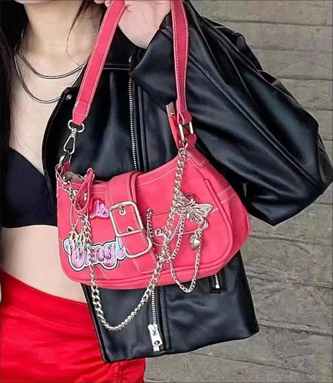 Punk Bag, Sourpuss Gothic Tote Purse Y2K Cool Style Trendy Women Shoulder Bags Rock Fashion Girls Handbag