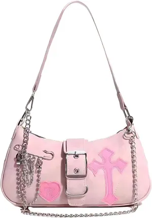 Punk Bag, Sourpuss Gothic Tote Purse Y2K Cool Style Trendy Women Shoulder Bags Rock Fashion Girls Handbag