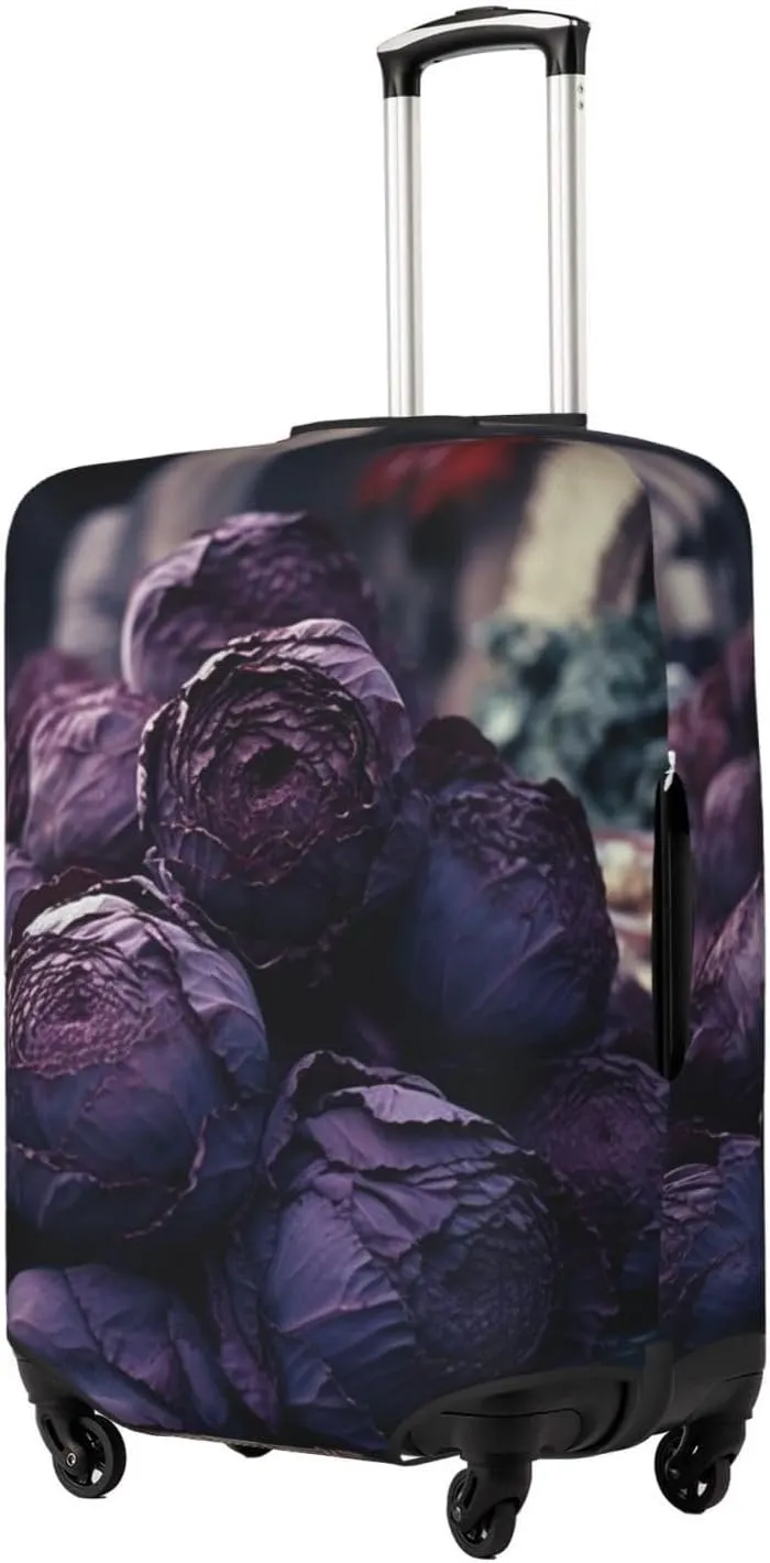 Purple Cabbage Luggage Cover Stylish Suitcase Covers for Luggage Tsa Approved, Elastic Washable Suitcase Protector Anti-Scratch Travel Baggage Covers for 18-32 inch Luggage