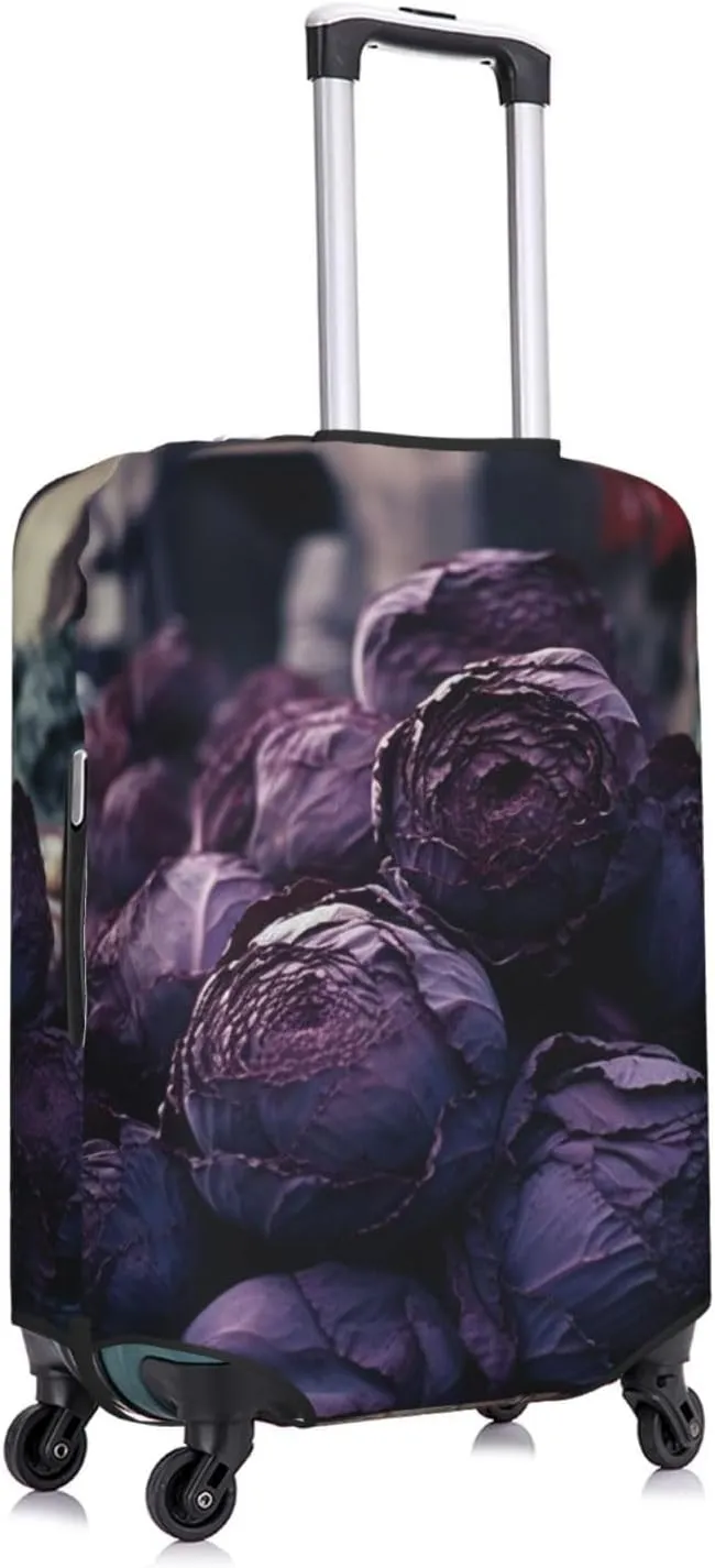 Purple Cabbage Luggage Cover Stylish Suitcase Covers for Luggage Tsa Approved, Elastic Washable Suitcase Protector Anti-Scratch Travel Baggage Covers for 18-32 inch Luggage