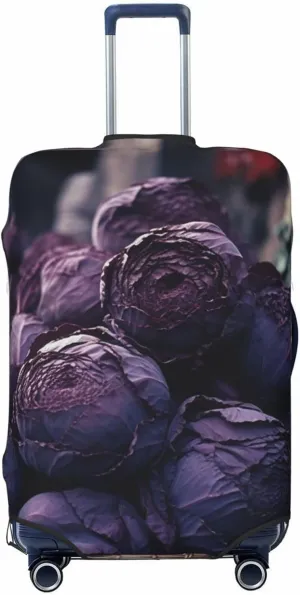 Purple Cabbage Luggage Cover Stylish Suitcase Covers for Luggage Tsa Approved, Elastic Washable Suitcase Protector Anti-Scratch Travel Baggage Covers for 18-32 inch Luggage