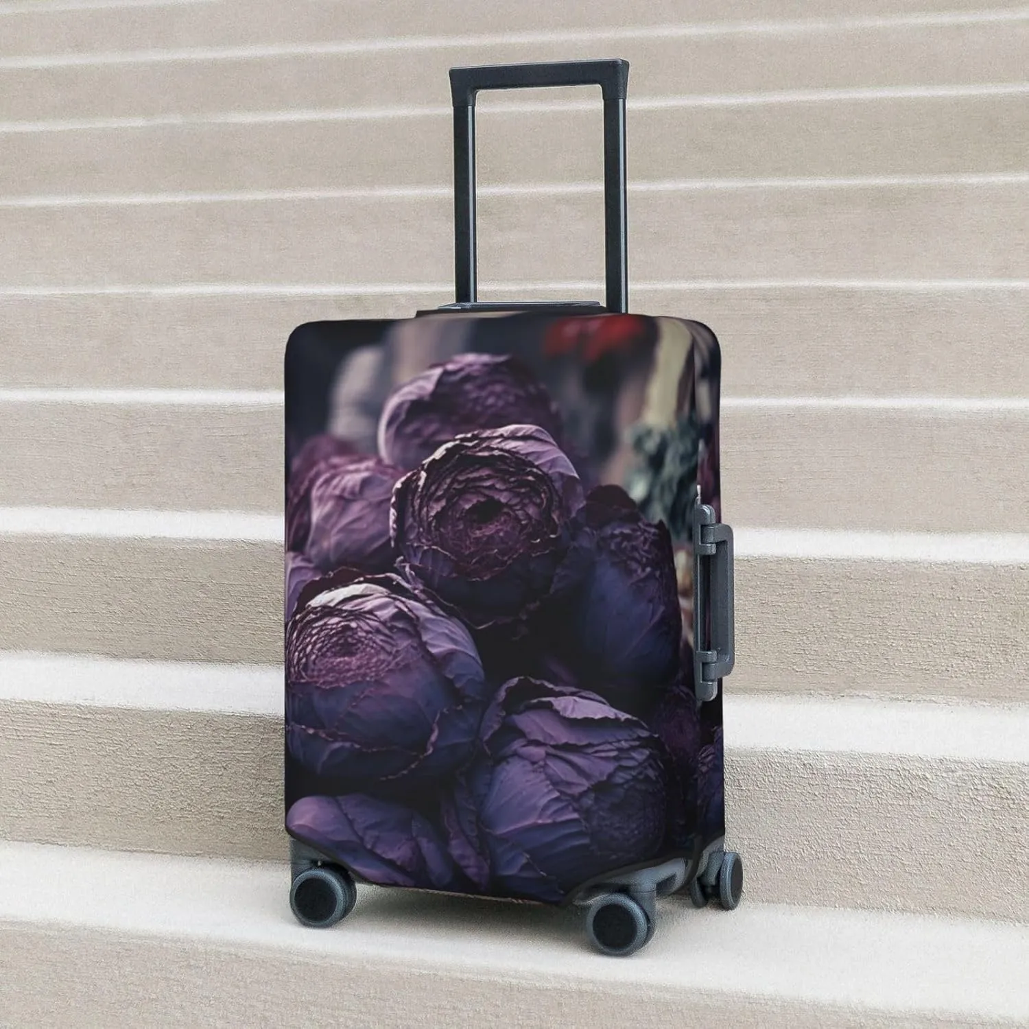 Purple Cabbage Luggage Cover Stylish Suitcase Covers for Luggage Tsa Approved, Elastic Washable Suitcase Protector Anti-Scratch Travel Baggage Covers for 18-32 inch Luggage