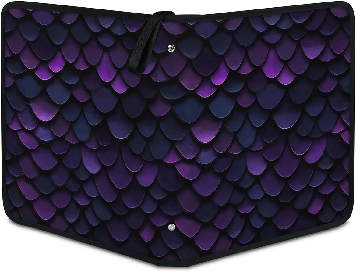 Purple Mermaid Scales Trading Card Binder 4 Pocket 400 Cards Holder Collector Album with 50 Removable Sleeves Toys Gifts for Boys Girls Black Fish Scales Game Sports Cards