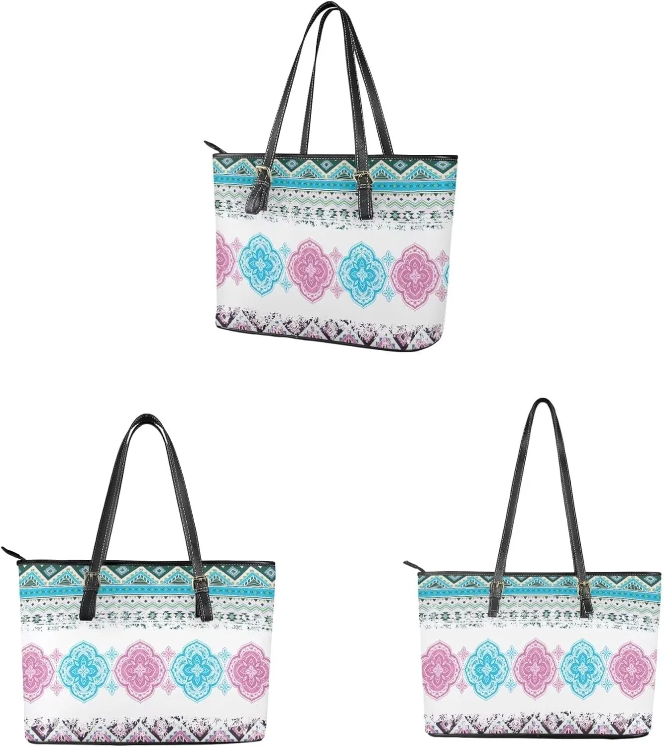 Purse Sets for Women 2Pcs Polynesian Print Large Capacity Tote Handbag Travel Bags Zippered Coin Card Purse Pouch