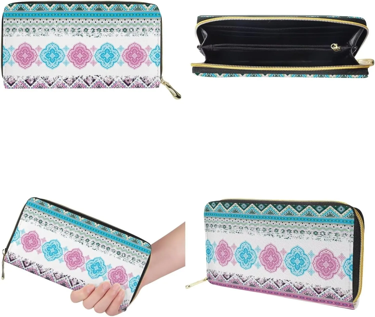 Purse Sets for Women 2Pcs Polynesian Print Large Capacity Tote Handbag Travel Bags Zippered Coin Card Purse Pouch