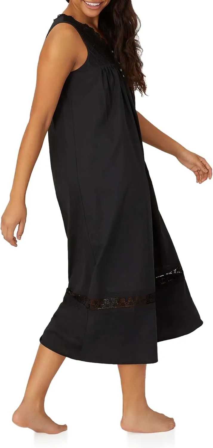 Queen Anne's Lace Women's Portofino Ballet Nightgown, Black, 1X"}