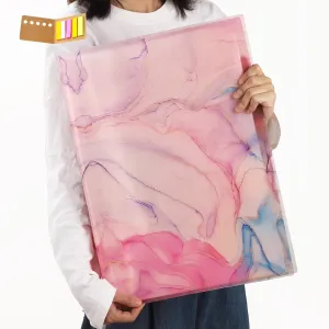 Qunrwe Portfolio Folder for Artwork,A3 Art Portfolios Case 60 Pages,Marble Pink Diamond Painting Storage Book,11.8 x 16.5 inch Pocket Protector with Index Stickers,Report,Photo