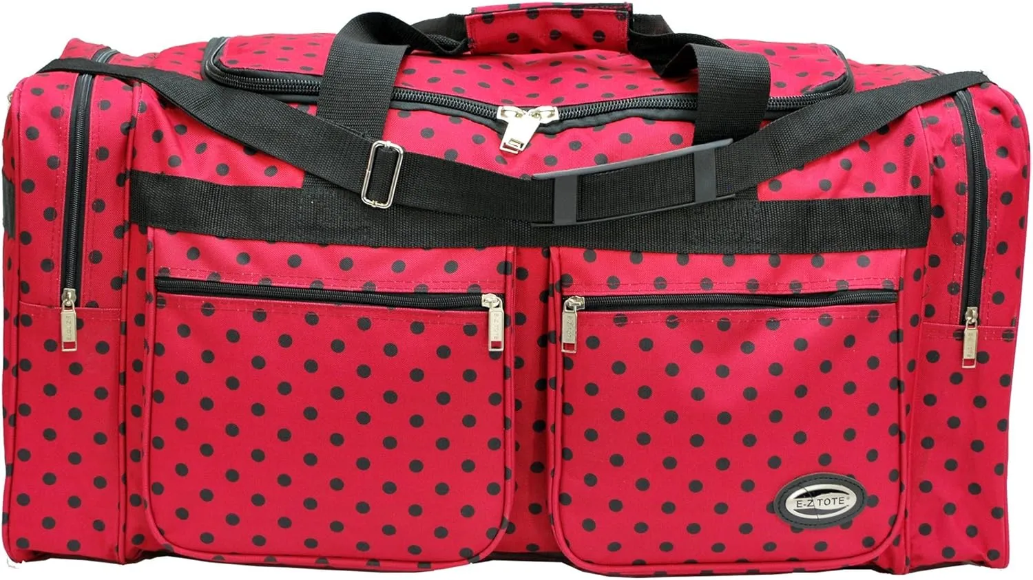 "E-Z Tote" Polka Dots Duffle Bag/Gym Bag/Travel Bag Size 30" with 4 Colors (Red/Black Dots)