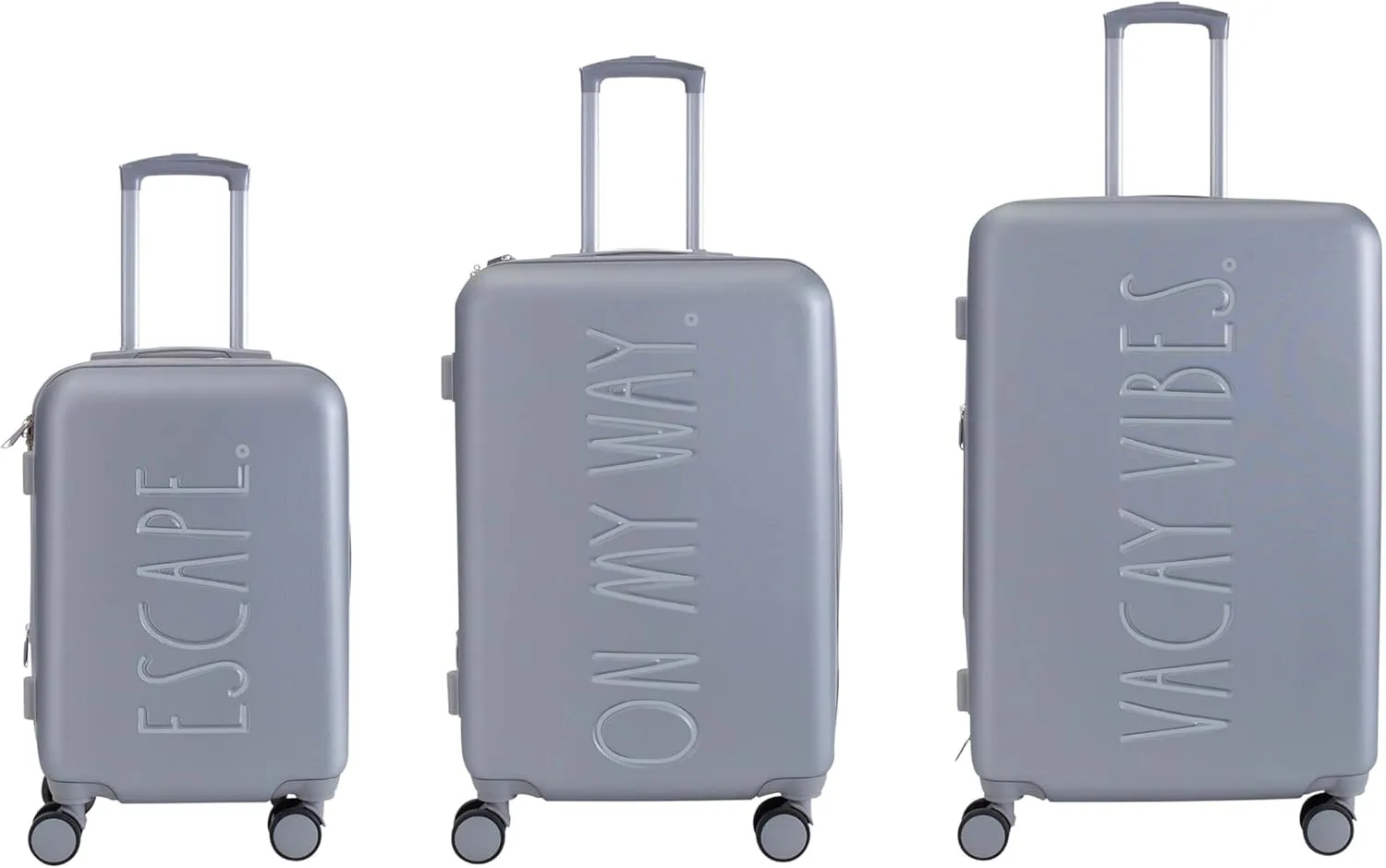 Rae Dunn Hardside Expandable Luggage Set | Spinner Wheels | Suitcase | Travel | Telescopic Adjustable Handle, Grey, 3 Piece Set-20, 24, 28