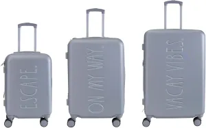 Rae Dunn Hardside Expandable Luggage Set | Spinner Wheels | Suitcase | Travel | Telescopic Adjustable Handle, Grey, 3 Piece Set-20, 24, 28