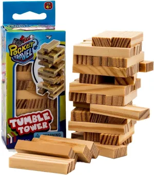 Real Wood Mini Tumble Tower Classic Game (6 Sets) Travel Size 4 Inch by JARU. Mini Wooden Tumbling Tower Blocks Toy Party Favors Board Games Toys. 3276-6p