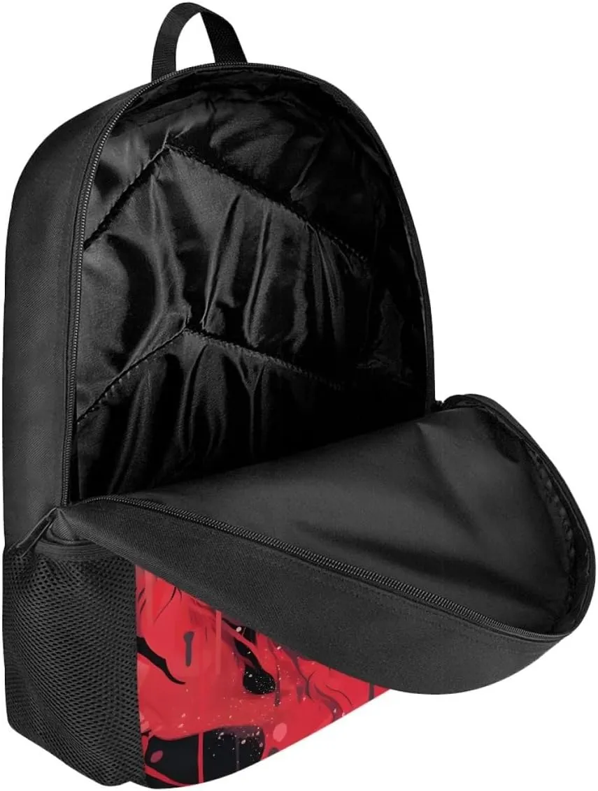 Red Wolf Head Cool School Bags Kids Boys Mens Backpack Bookbags Rucksack Daypack for Student Birthday Gift,Cool Wolf Head