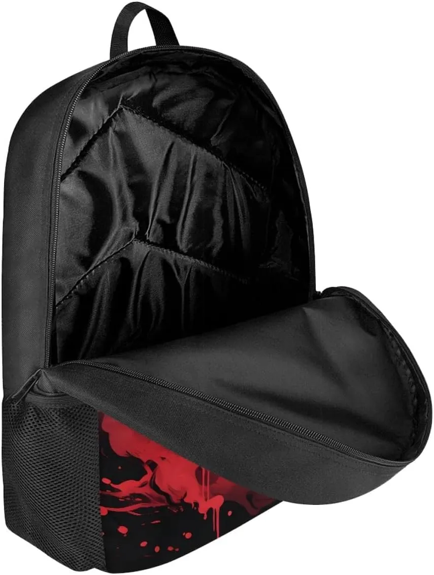 Red Wolf Head Cool School Bags Kids Boys Mens Backpack Bookbags Rucksack Daypack for Student Birthday Gift,Red Anger Wolf