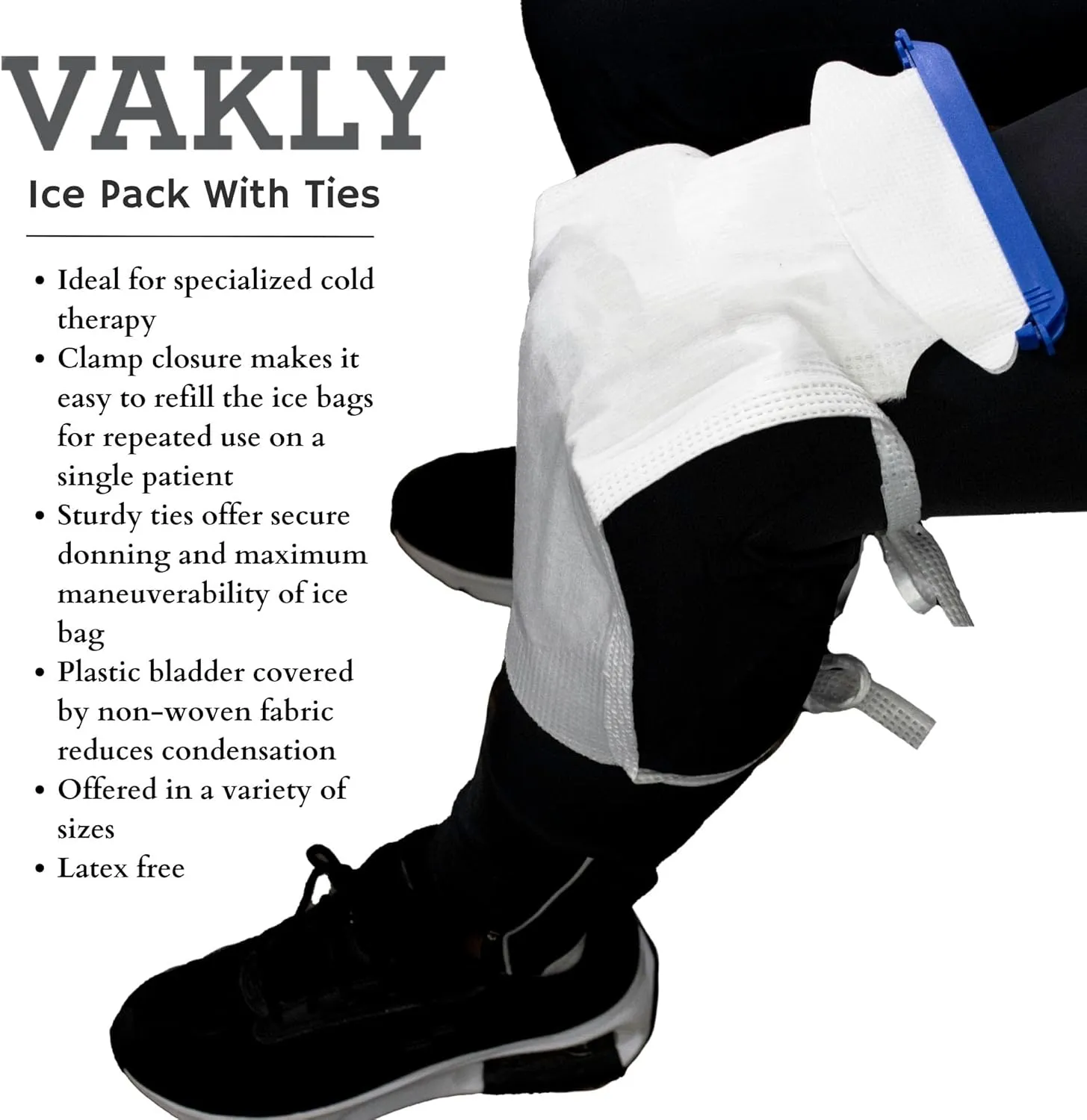 Refillable Ice Bags with Clamp Closure [Pack of 10] Large, 6-1/2 x 14 – Reusable Easy Filling Hospital Icepack with Soft Outer Covering and Leak Resistant Inner Layer   Vakly First Aid Kit Guide (10)