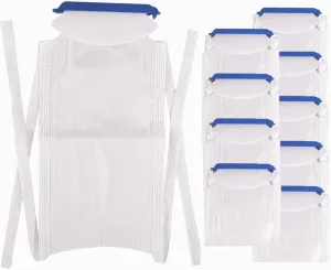 Refillable Ice Bags with Clamp Closure [Pack of 10] Large, 6-1/2 x 14 – Reusable Easy Filling Hospital Icepack with Soft Outer Covering and Leak Resistant Inner Layer   Vakly First Aid Kit Guide (10)