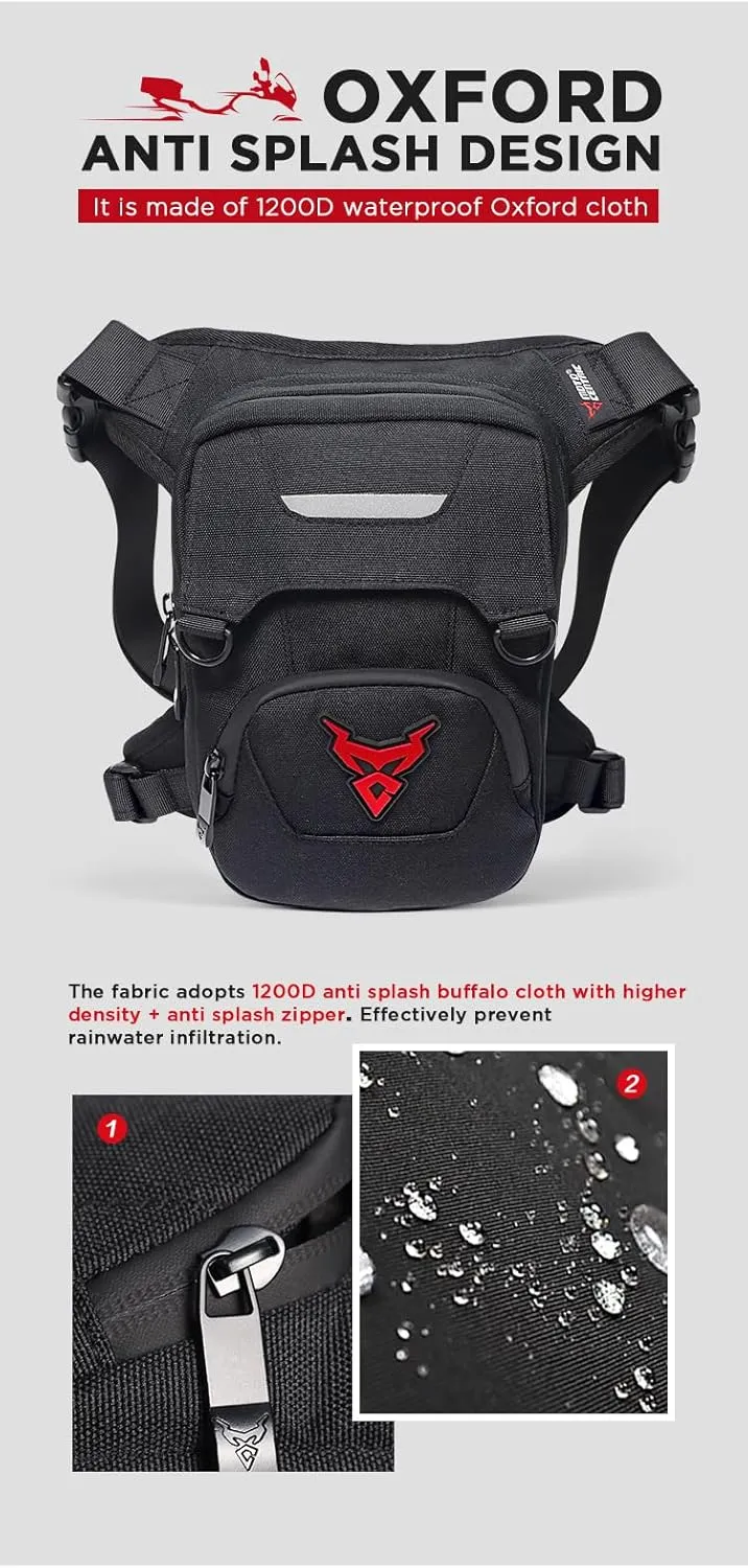 Reflective Thigh Bag,Motorcycle Drop Leg Bag,Expandable Storage Hip Leg Bag Pouch for Cycling Hiking Camping Fishing Travel Outdoor (Red)