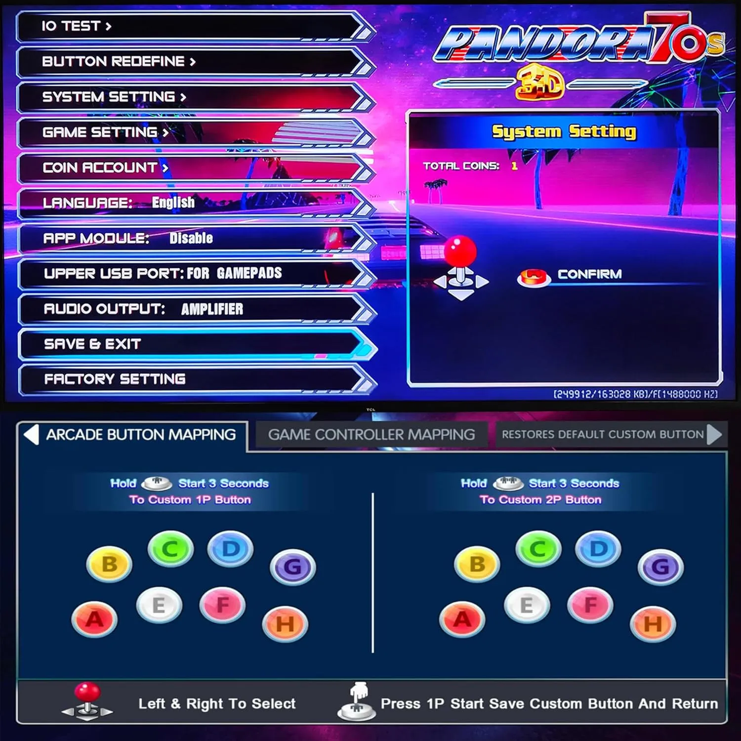 RegiisJoy【 30000 Games in 1 】 Pandora's Box 70S Arcade Game Console Retro Game Machine for PC & Projector & TV, 2-4 Players, 1280X720, 3D Games, Search/Hide/Save/Load/Pause Games, Favorite List