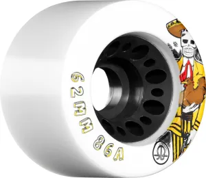 Rollerbones Day of the Dead 86A Speed/Derby Wheels with a Nylon Core (Set of 4), 62mm, White