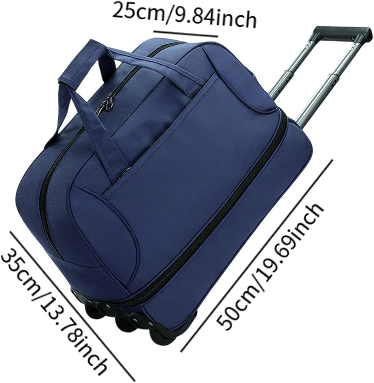 Rolling Duffel Bag with Wheels Oxford Cloth Wheeled for Traveling Outdoor Picnic, Blue