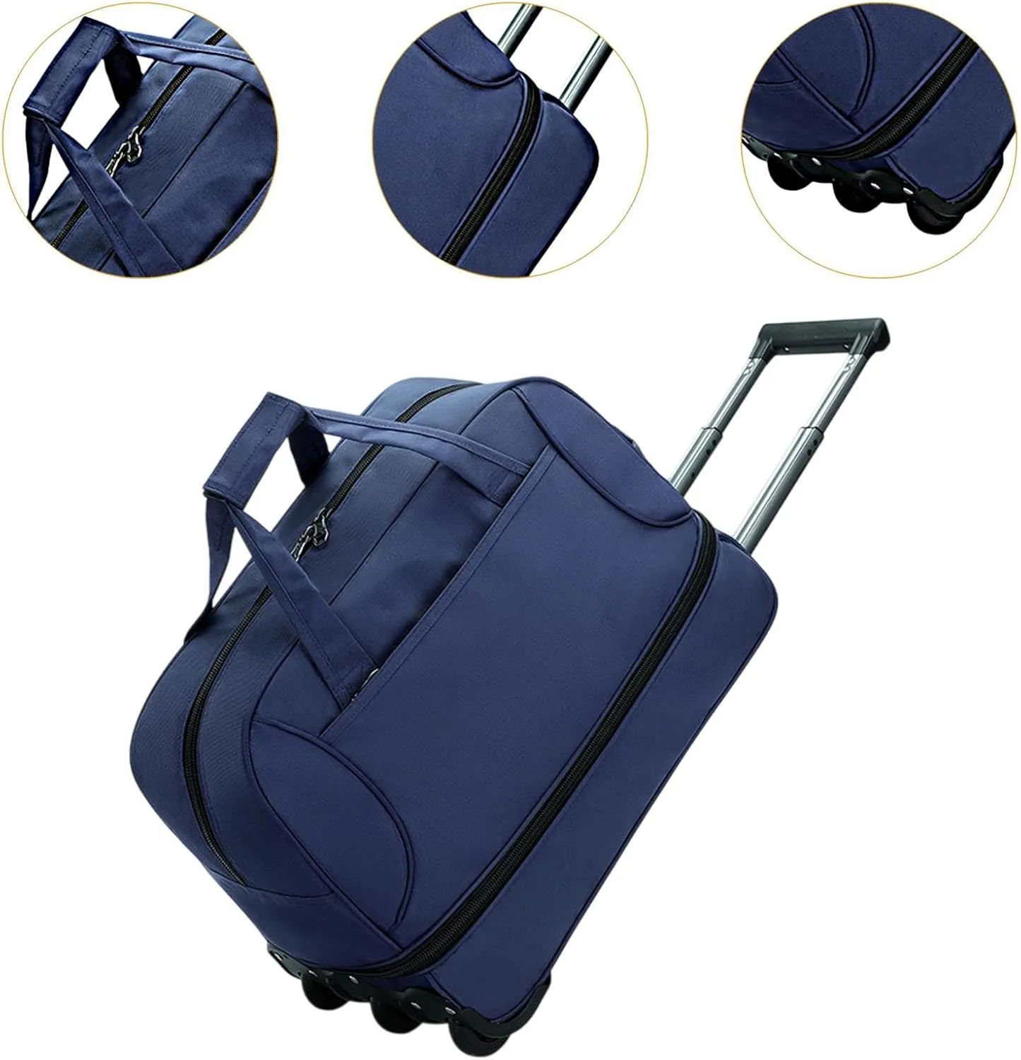 Rolling Duffel Bag with Wheels Oxford Cloth Wheeled for Traveling Outdoor Picnic, Blue