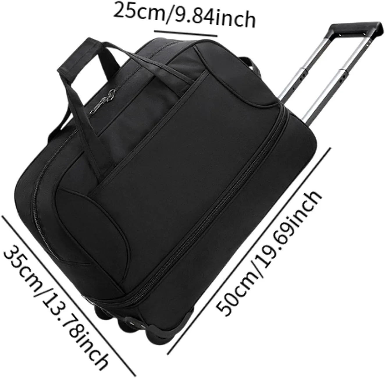 Rolling Duffel Bag with Wheels Oxford for Outdoors, Black