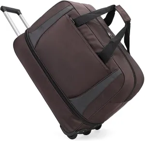 Rolling Duffle Bag, Wheeled Duffle Bag Large Capacity Foldable Travel Luggage with Telescopic Handle, Waterproof Overnight Bag for Travel, Gym, Yoga(Brown,Large)