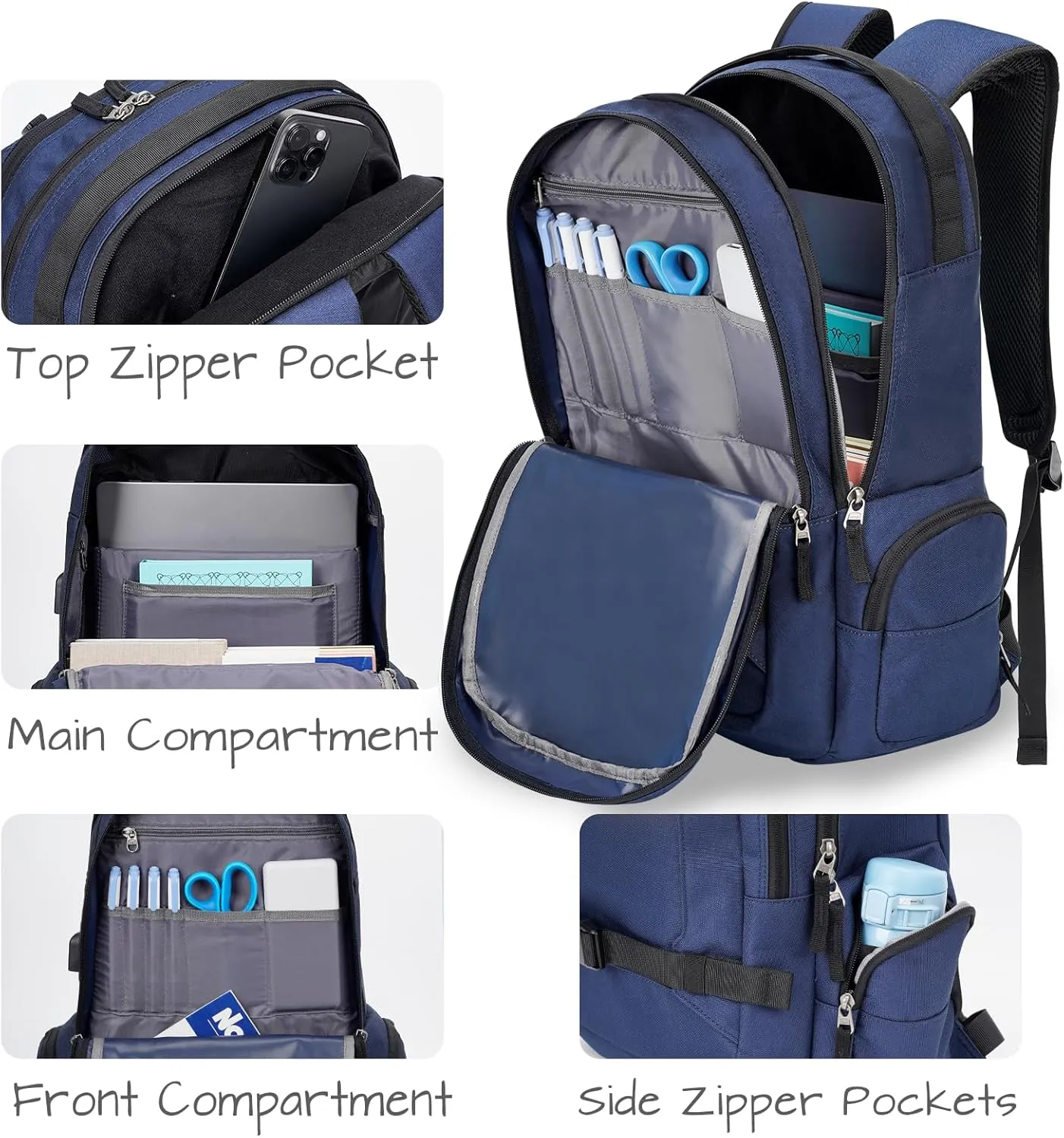 Ronyes Skateboard Backpack, Skateboard Bag,17.3 Inch Laptop Backpack with USB Charging Port, Basketball Longboard Backpack for Sports Travel Blue