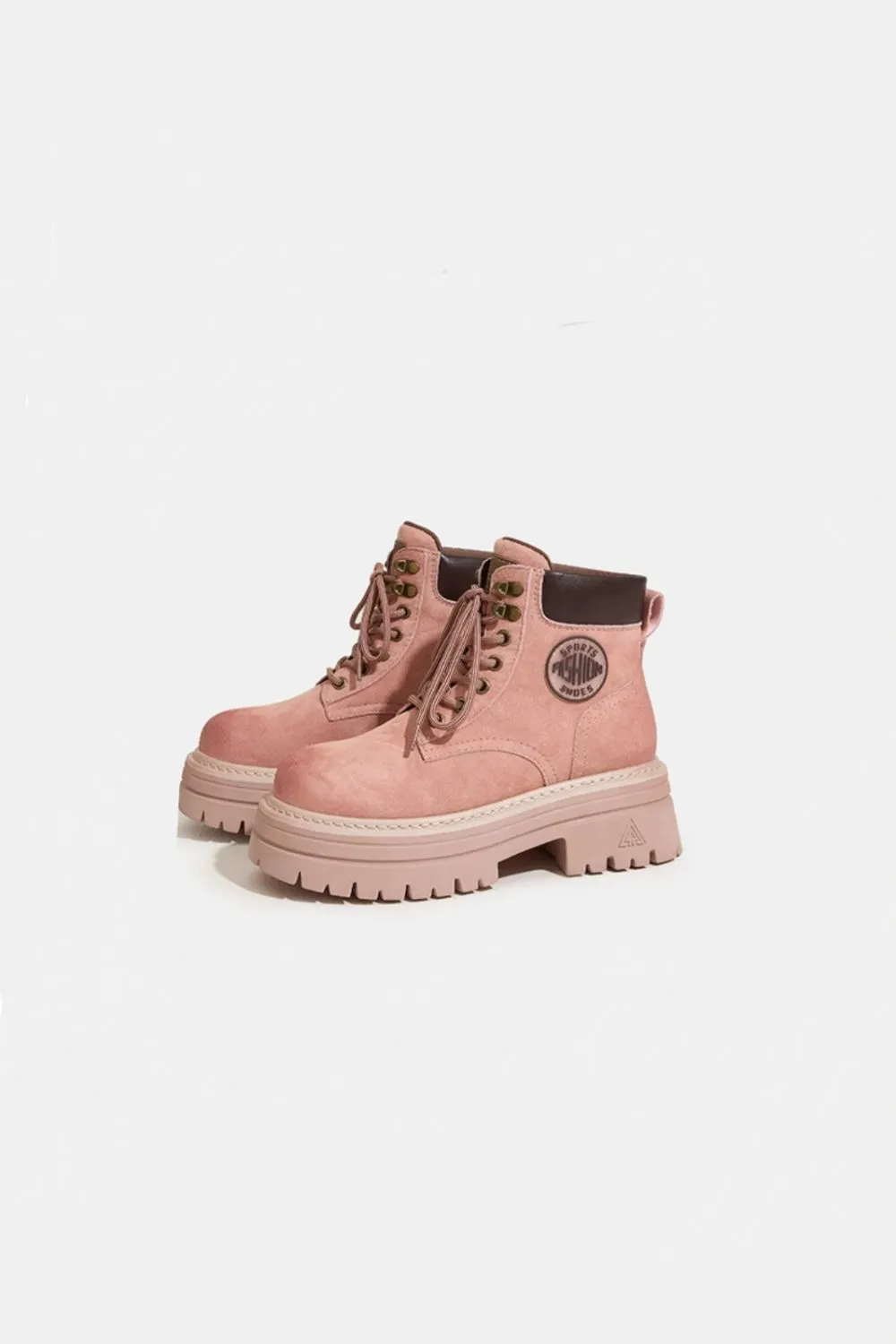 Round Toe Platform Lace Up Boots