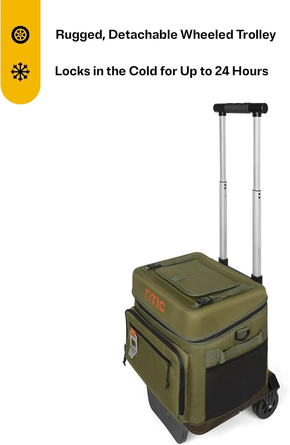 RTIC 40 Can Everyday Wheeled Cooler, Soft Sided Insulated Portable Rolling Collapsible Cooler Bag with Wheels and Handle for Outdoor, Beach, Camping, Sports, Travel, Leakproof