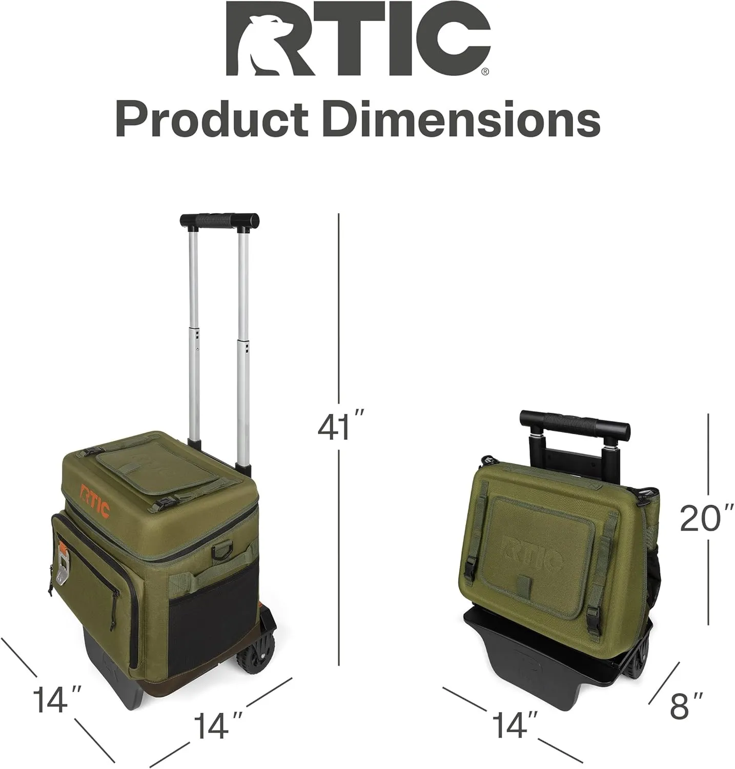 RTIC 40 Can Everyday Wheeled Cooler, Soft Sided Insulated Portable Rolling Collapsible Cooler Bag with Wheels and Handle for Outdoor, Beach, Camping, Sports, Travel, Leakproof