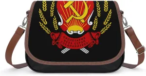 Russian Soviet Federative Socialist Republic Women‘s Crossbody Bags Fashion Message Shoulder Handbag with Adjustable Strap for Travel Office