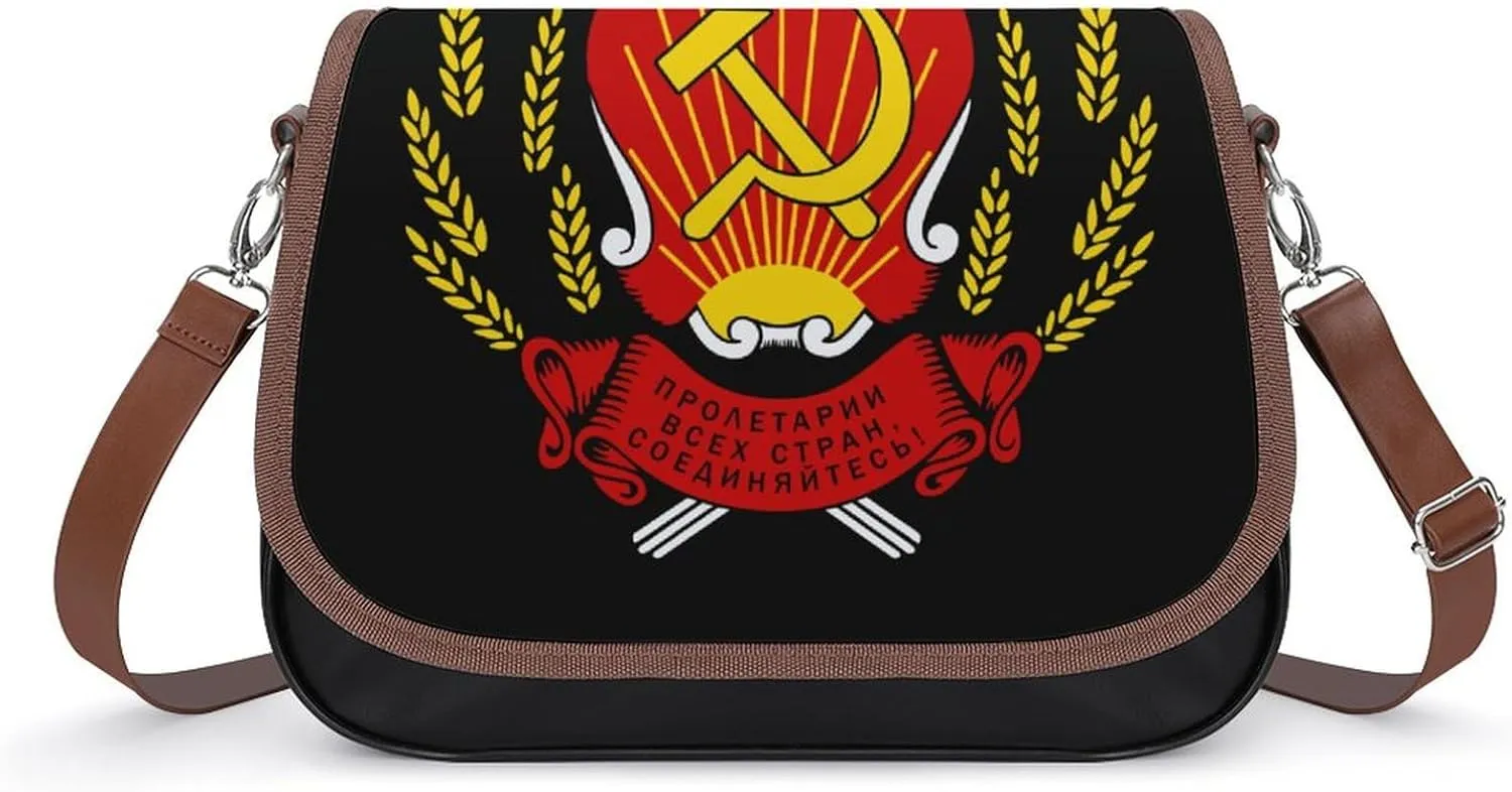 Russian Soviet Federative Socialist Republic Women‘s Crossbody Bags Fashion Message Shoulder Handbag with Adjustable Strap for Travel Office