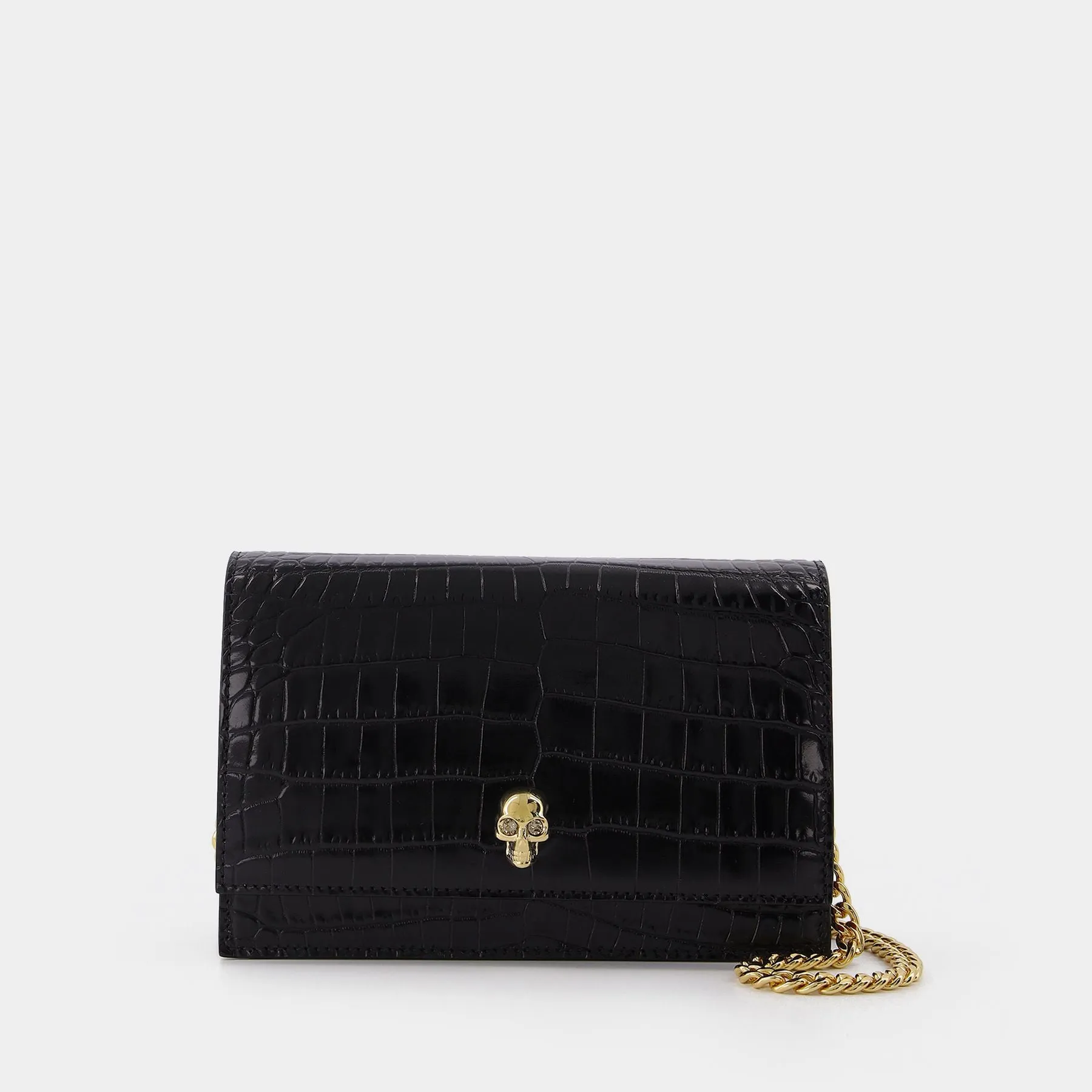 Sac Skull Petit en Cuir Noir