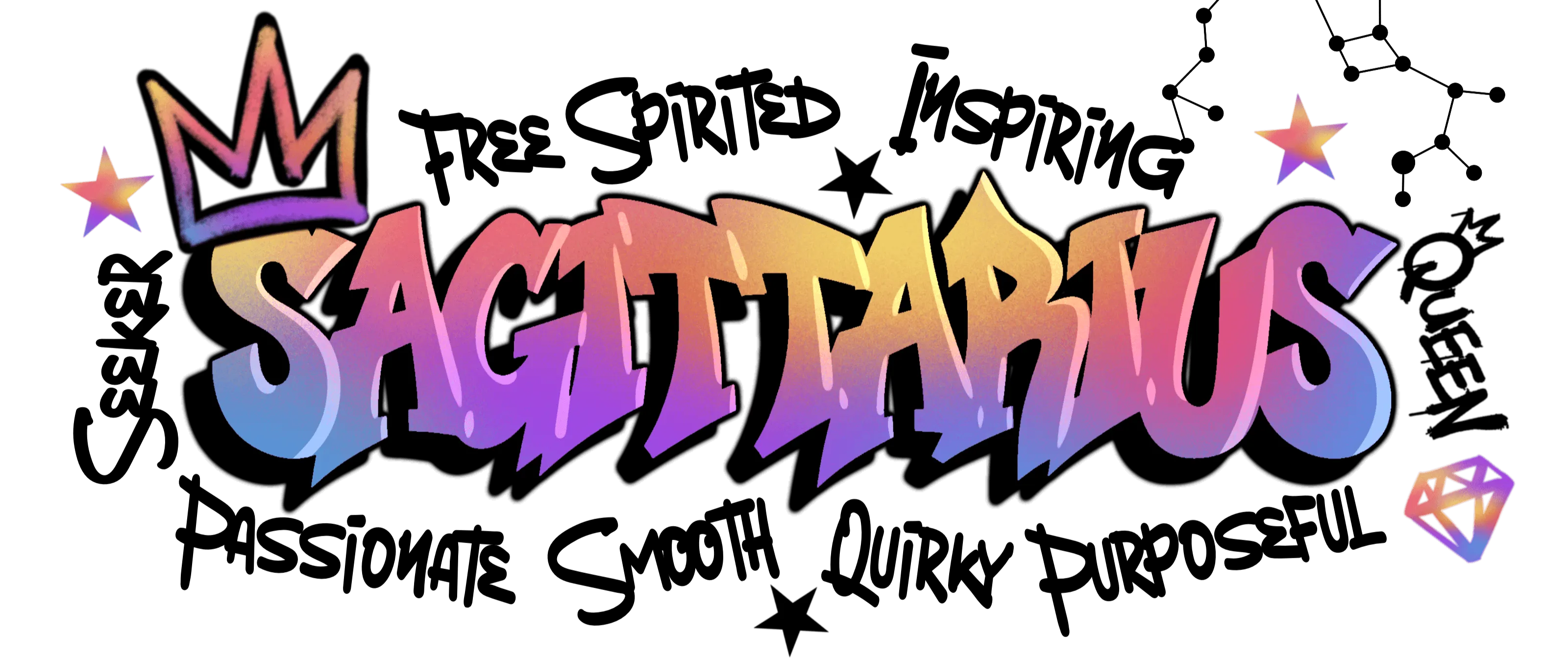 Sagittarius Graffiti Zodiac DTF (direct-to-film) Transfer