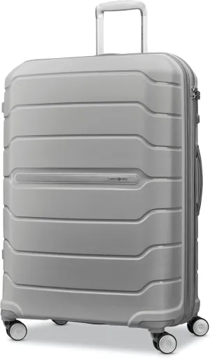Samsonite Freeform Hardside Expandable with Double Spinner Wheels, Checked-Large 28-Inch, Light Grey