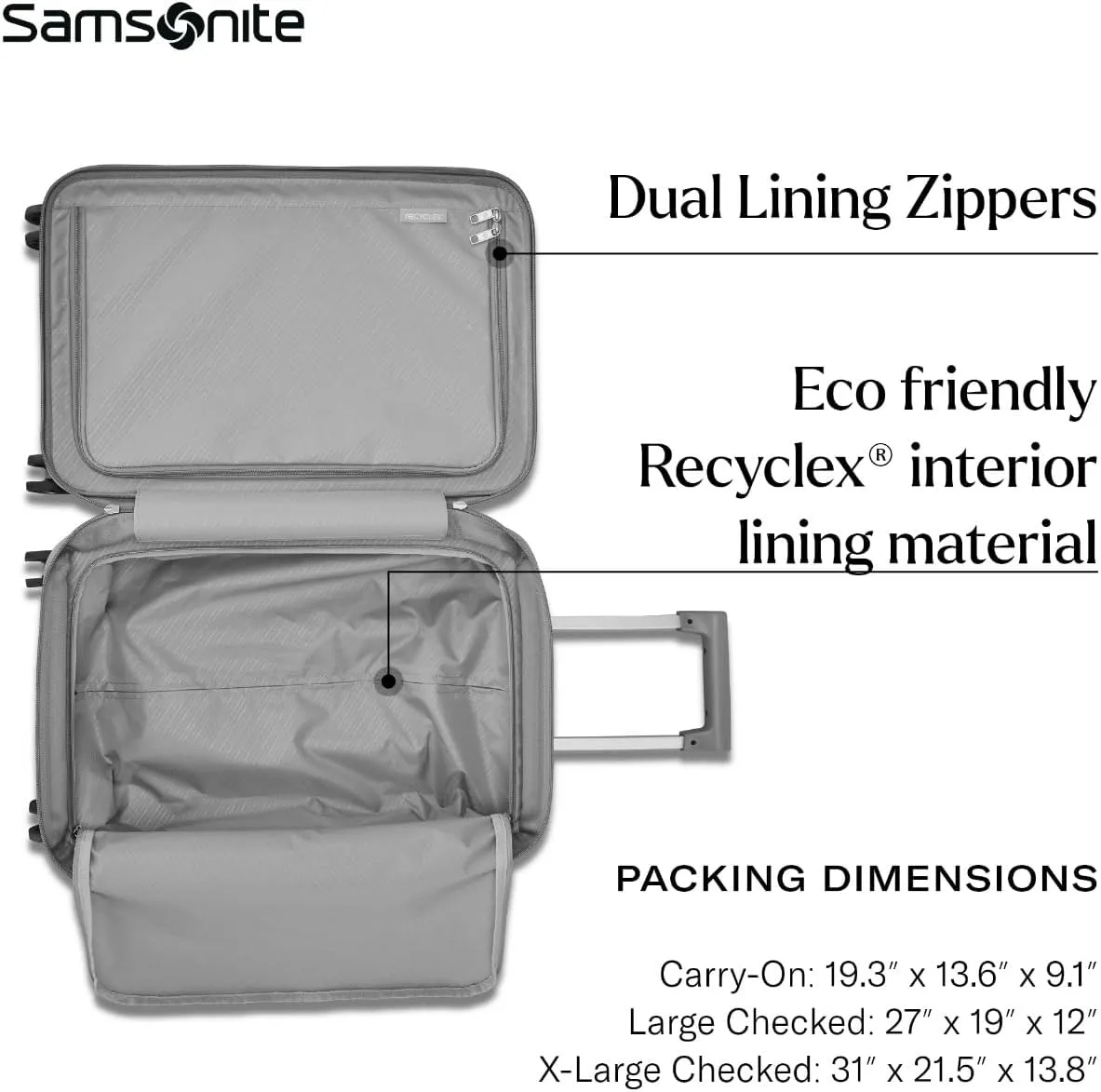 Samsonite UpLIFT 27" Lightweight Hardside Large Checked Luggage with Spinner Wheels - Expandable Luggage - Airline-Approved, Polycarbonate Hard Suitcase for Ultra Lightweight Travel - Silver Shimmer