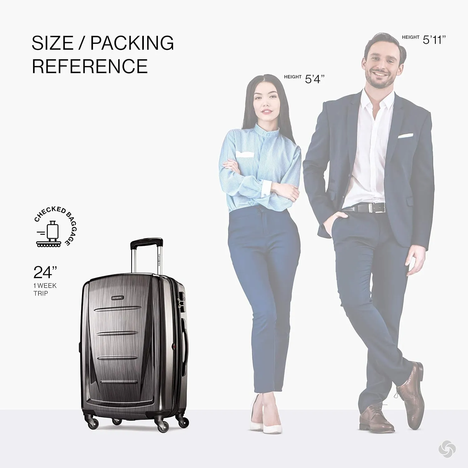 Samsonite Winfield 2 Hardside Expandable Luggage with Spinner Wheels, Charcoal, Checked-Medium 24-Inch