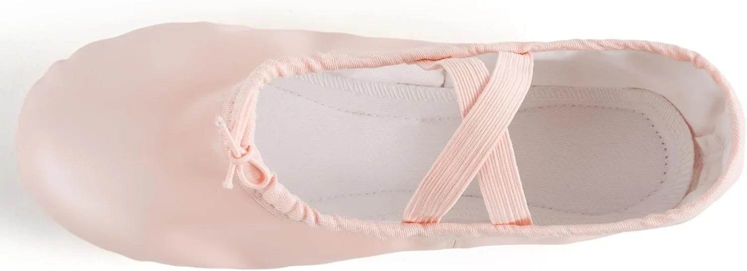 SANGEESON Leather Ballet Shoes for Women, Lightweight & Durable Ballet Slippers, Non-Slip Dance Shoes