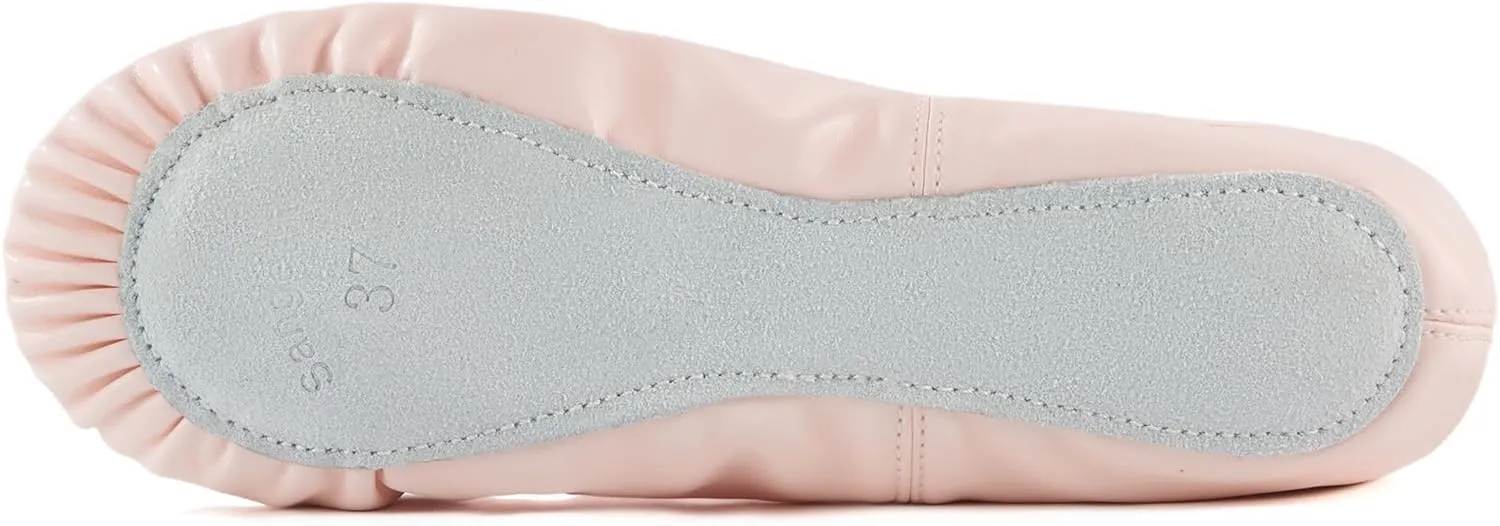 SANGEESON Leather Ballet Shoes for Women, Lightweight & Durable Ballet Slippers, Non-Slip Dance Shoes