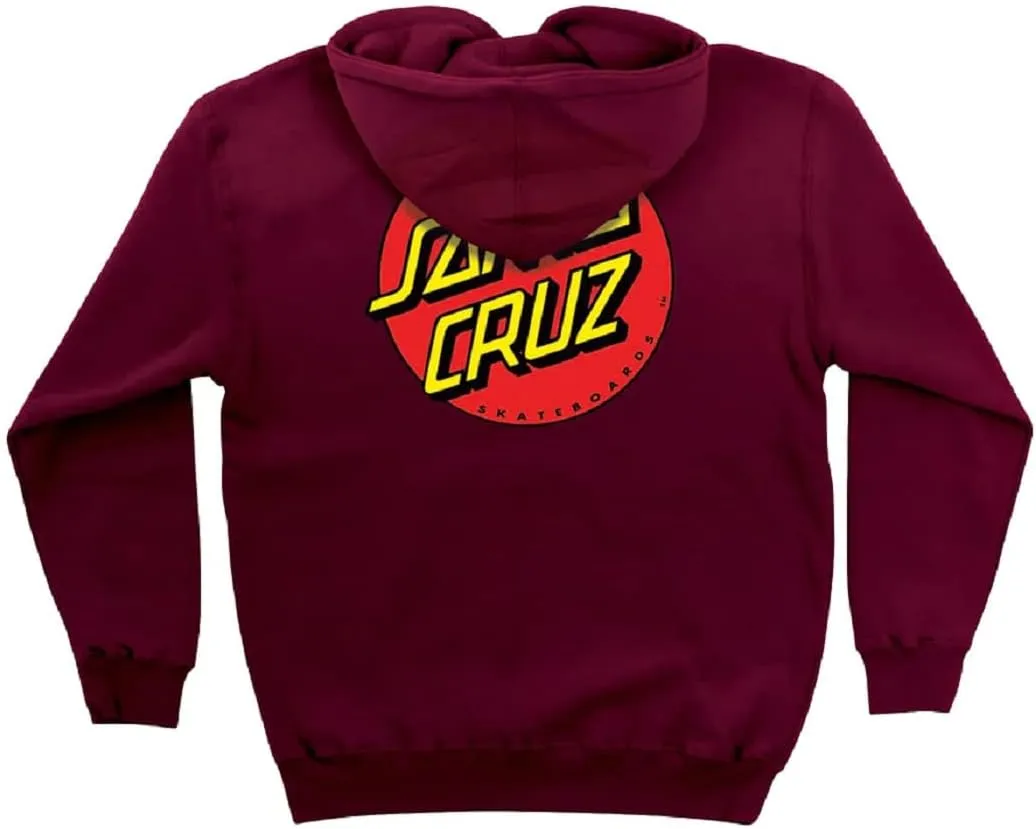 SANTA CRUZ Men's Heavyweight Zip Up Hooded Sweatshirt Classic Dot Skate Zip Up Sweatshirt