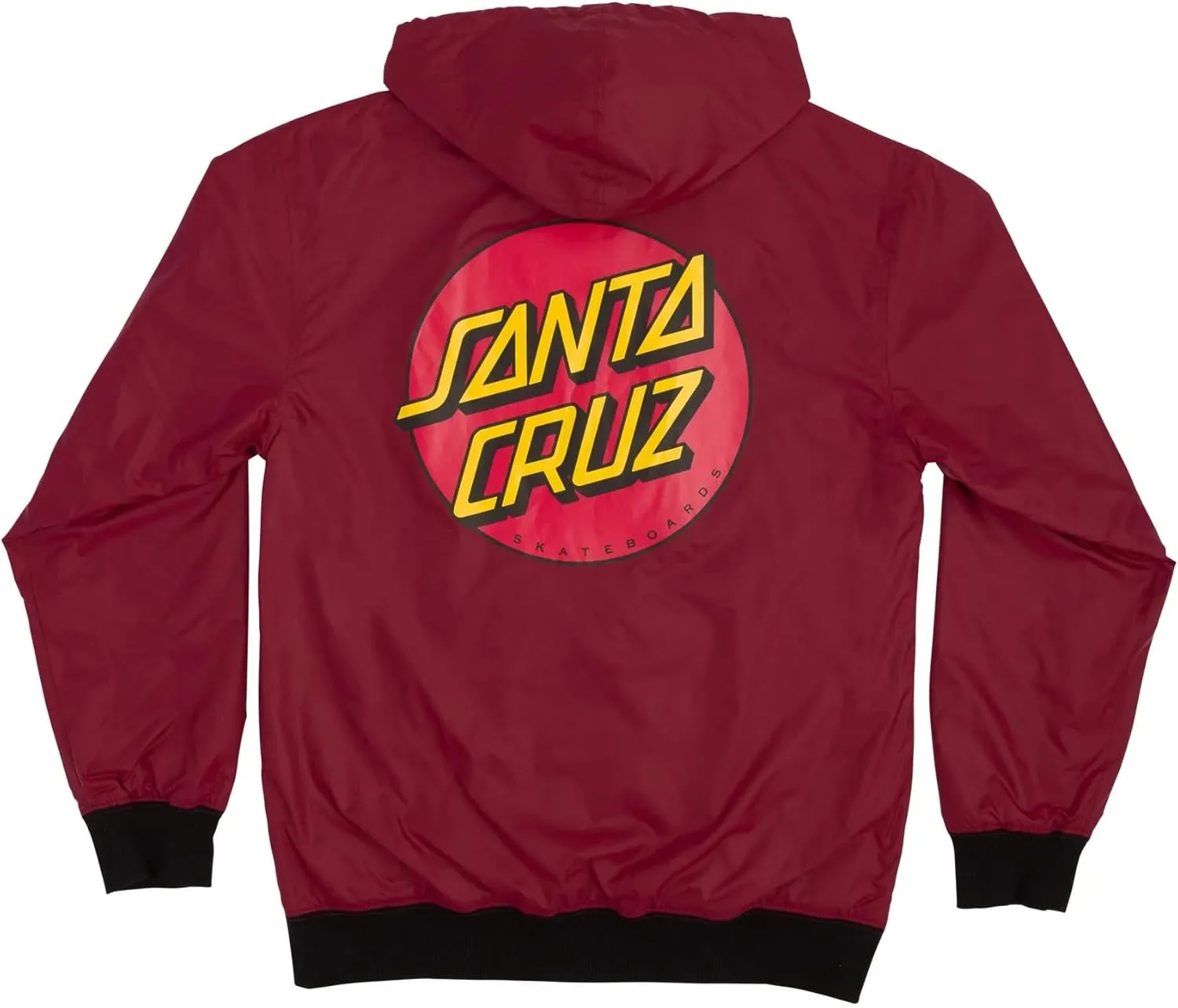 SANTA CRUZ Men's Hooded Windbreaker Jacket Classic Dot Skate Jacket