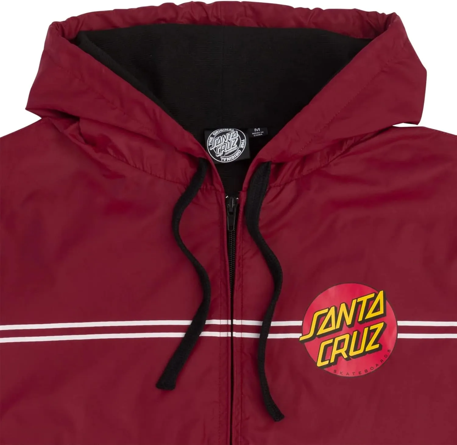 SANTA CRUZ Men's Hooded Windbreaker Jacket Classic Dot Skate Jacket