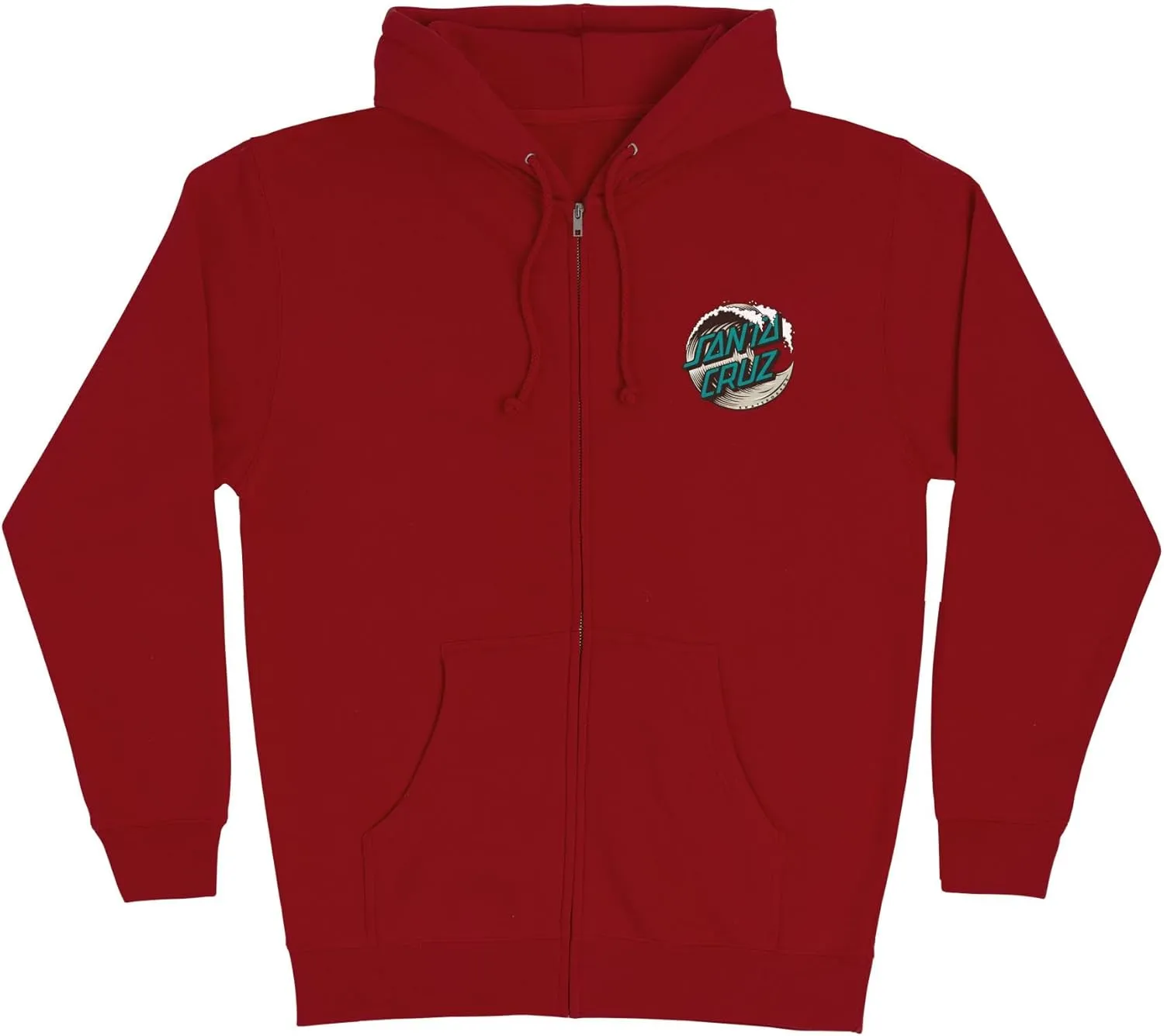 SANTA CRUZ Men's Zip Up Hooded Sweatshirt Wave Dot Skate Sweatshirt